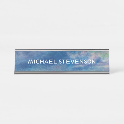 Blue Sky Sea Abstract Unique Chic Modern Minimal Desk Name Plate