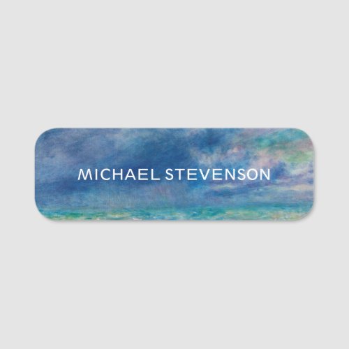 Blue Sky Sea Abstract Unique Chic Modern Minimal Name Tag