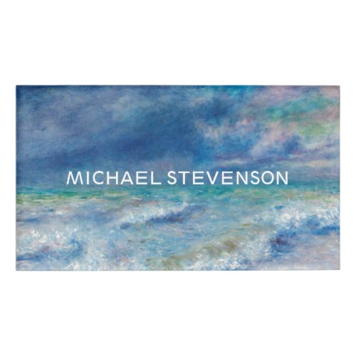 Blue Sky Sea Abstract Unique Chic Modern Minimal Name Tag