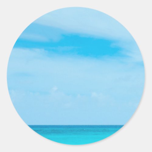 Blue Sky Sea Clouds Elegant Trendy Blank Template Classic Round Sticker