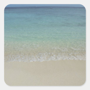 Blue Sky Sea Sand Blank Template Maldives Trendy Square Sticker