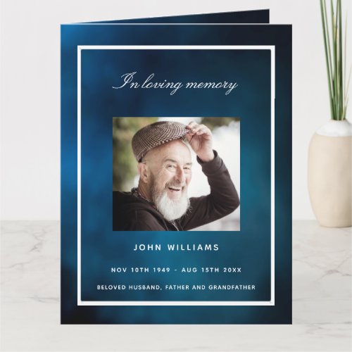 Blue sky silver photo elegant funeral program