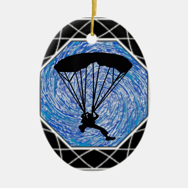BLUE SKY SKYDIVING CERAMIC ORNAMENT (Front)