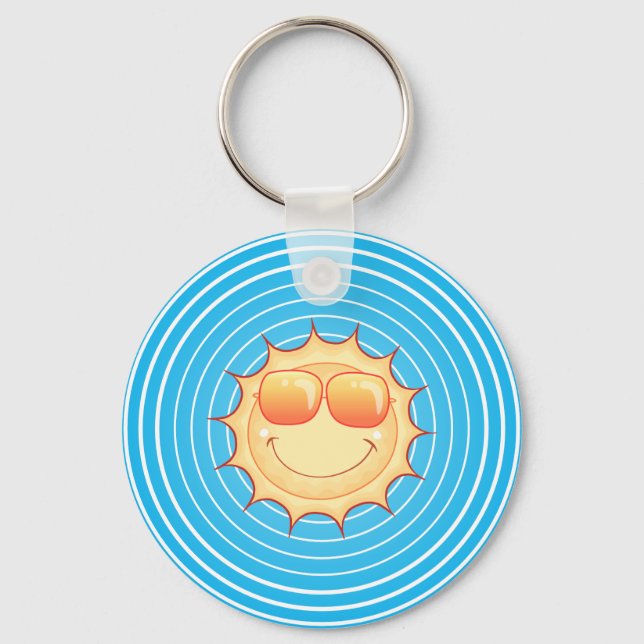 Blue Sky Smiling Sun Keychain (Front)