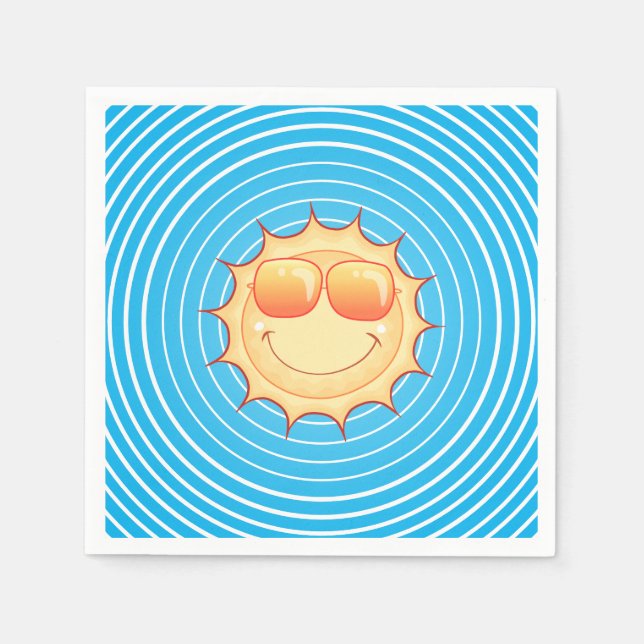 Blue Sky Smiling Sun Napkins (Front)