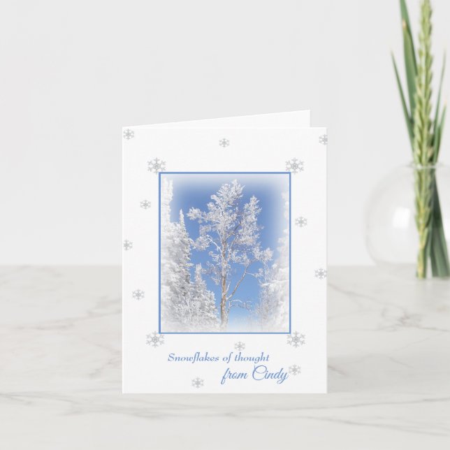 Blue Sky Snowy Aspen Personalized Note Card (Front)