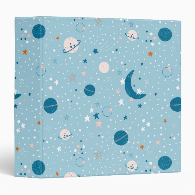 Blue Sky & Space Pattern 3 Ring Binder (Front/Spine)