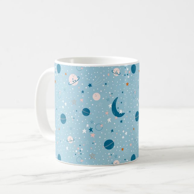Blue Sky & Space Pattern Coffee Mug (Front Left)