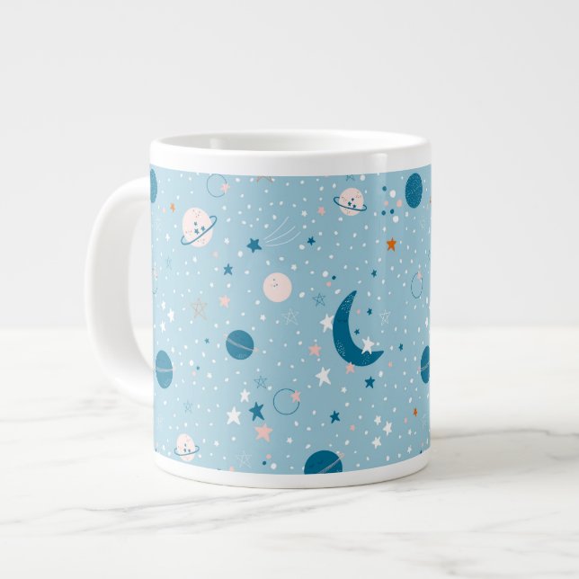 Blue Sky & Space Pattern Giant Coffee Mug (Front Left)