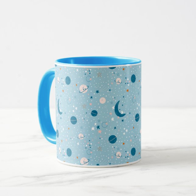 Blue Sky & Space Pattern Mug (Front Left)