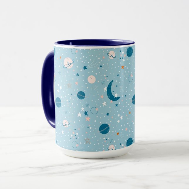 Blue Sky & Space Pattern Mug (Front Left)