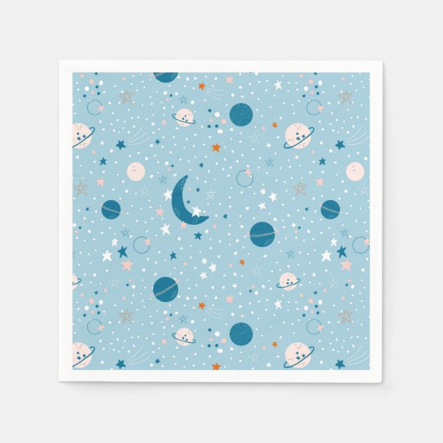 Blue Sky & Space Pattern Napkins (Front)