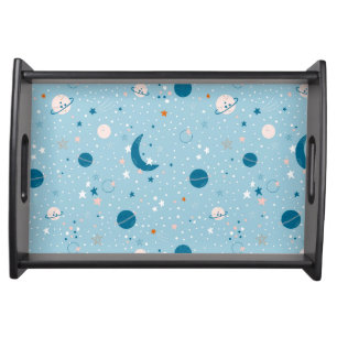 Blue Sky & Space Pattern Serving Tray