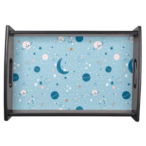 Blue Sky  Space Pattern Serving Tray