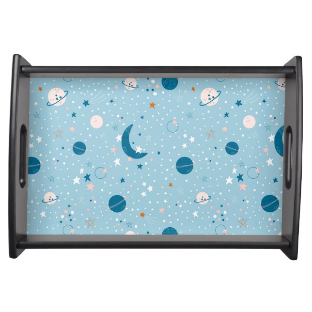 Blue Sky & Space Pattern Serving Tray (Front)