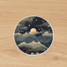 Blue sky stars moon retro ceramic knob