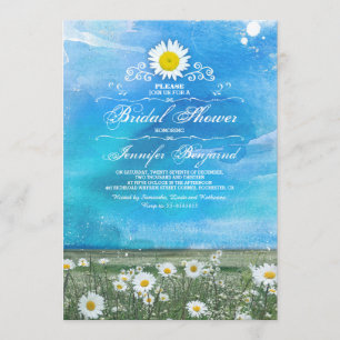 blue sky & summer meadow daisies bridal shower invitation