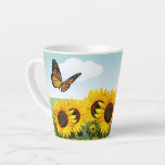 Blue Sky Sunflower And Butterfly Personalized  Latte Mug at Zazzle