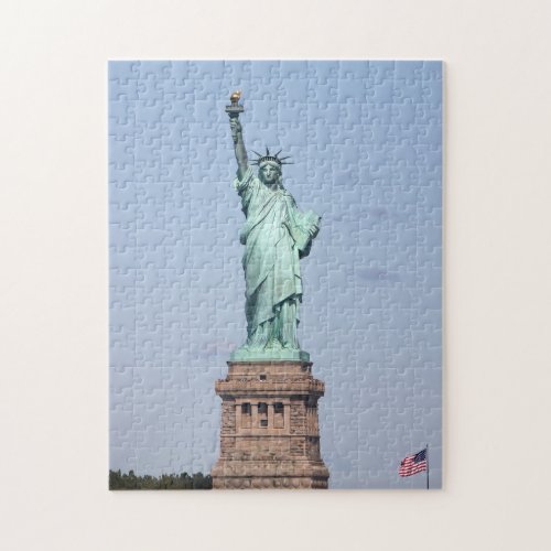 Blue Sky  The Statue Of Liberty In New York Jigsaw Puzzle