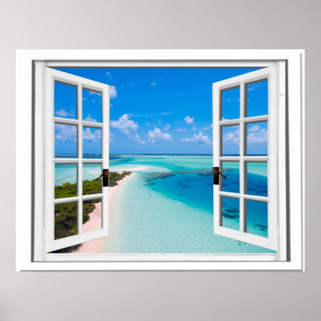 Blue Sky Tranquil Sea View Fake Window Poster (Front)