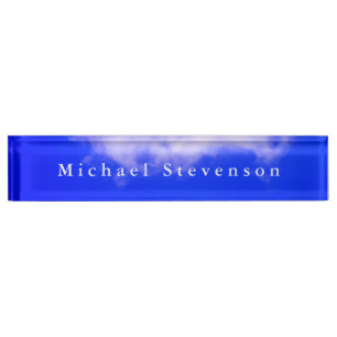 Blue Sky Trendy Modern Unique Desk Name Plate