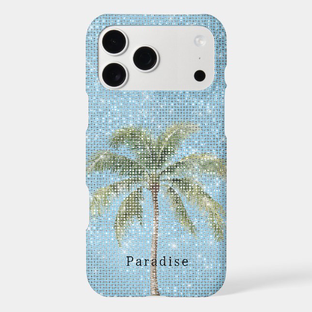 Blue Sky Tropical Palm Tree Sparkle  Case-Mate iPhone Case (Back)