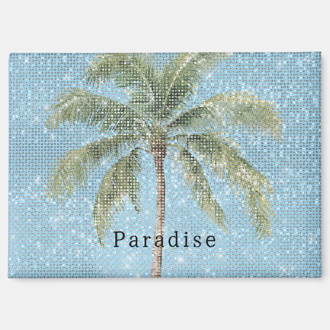 Blue Sky Tropical Palm Tree Sparkle  Magnet (Front)