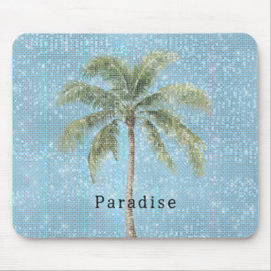 Blue Sky Tropical Palm Tree Sparkle  Mouse Pad