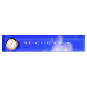 Blue Sky Unique Chic Modern Minimal Desk Name Plat Plate
