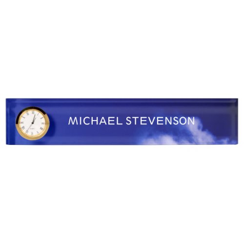 Blue Sky Unique Chic Modern Minimal Desk Name Plate