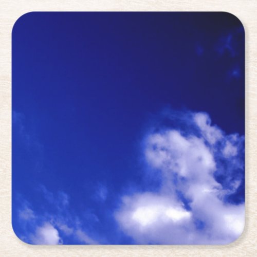 Blue Sky Unique Chic Modern Minimal Square Paper Coaster