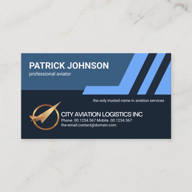 Blue Sky Upward Lines Aviation Logistics Business Card (Front)