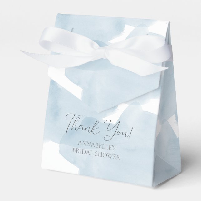 Blue Sky Watercolor Bridal Shower Favor Boxes (Front Side)