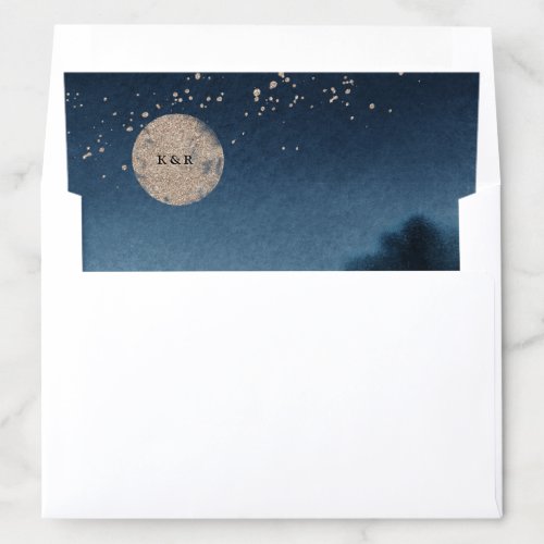 Blue Sky Watercolor Landscape Wedding Envelope Liner