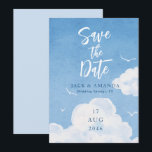 Blue Sky Watercolor Wedding Save the Date Cards<br><div class="desc">Size: 5" x 7"</div>