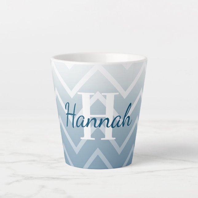 Blue Sky White Chevron Latte Mug (Front)