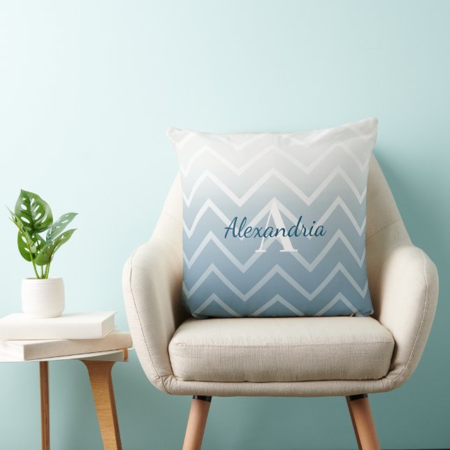 Blue Sky White Chevron Throw Pillow (Chair)