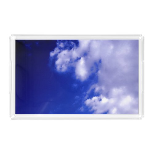 Blue Sky  White Clouds Acrylic Tray