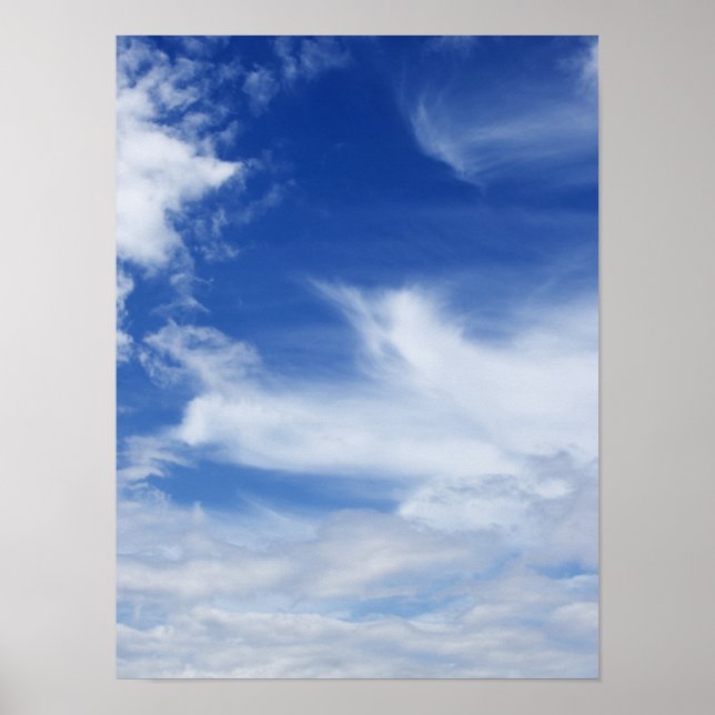 Blue Sky White Clouds Background - Customized Poster (Front)