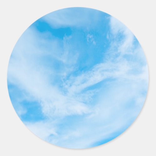 Blue Sky White Clouds Blank Template Elegant Classic Round Sticker