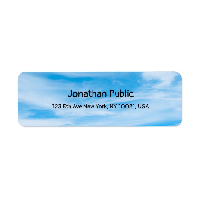 Blue Sky White Clouds Elegant Calligraphy Template Label (Front)