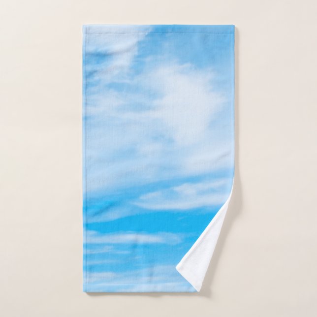 Blue Sky White Clouds Elegant Custom Template Hand Towel (Hand Towel)