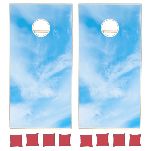 Blue Sky White Clouds Elegant Modern Template Cornhole Set