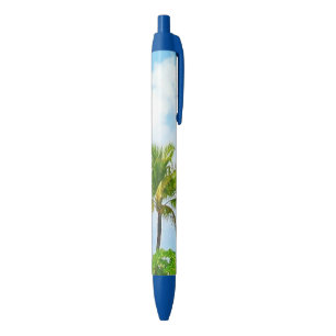 Blue Sky White Clouds Green Palms Trendy Nature Pen