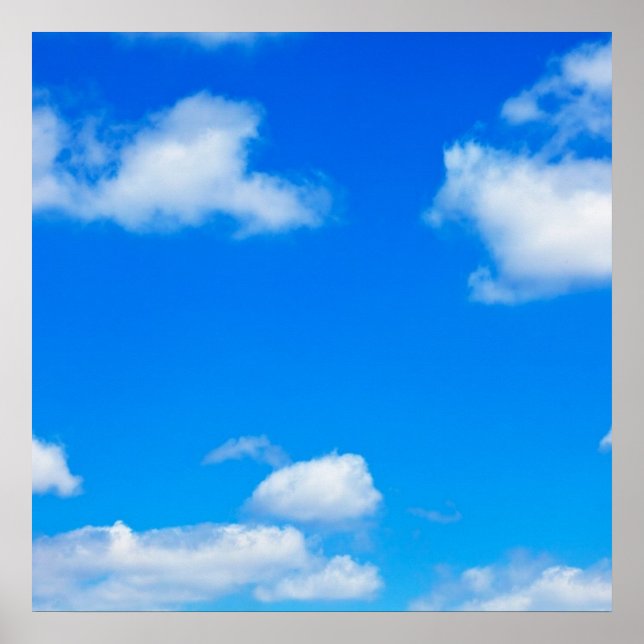Blue Sky White Clouds Heavenly Cloud Background Poster (Front)