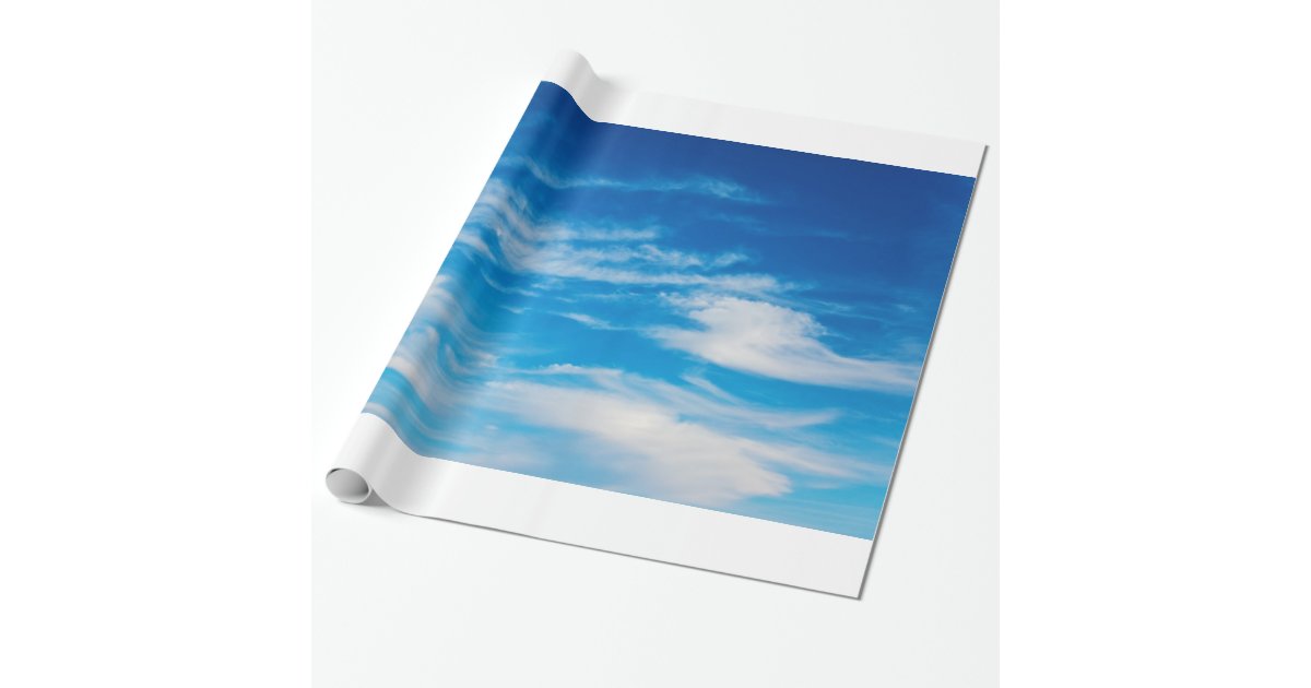 Blue Sky White Clouds Heavenly Cloud Background Wrapping Paper Zazzle