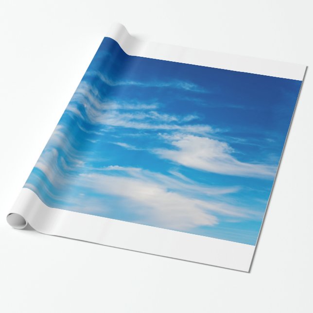 Blue Sky White Clouds Heavenly Cloud Background Wrapping Paper (Unrolled)