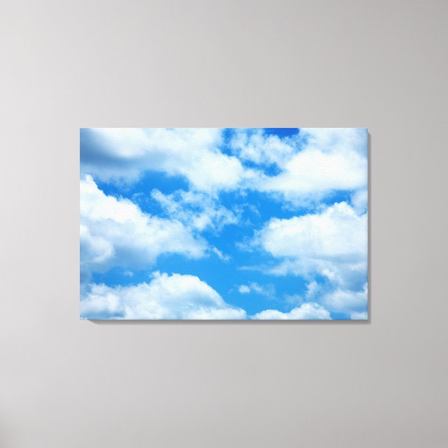 Blue Sky White Clouds Heavenly Skies Background Canvas Print (Front)