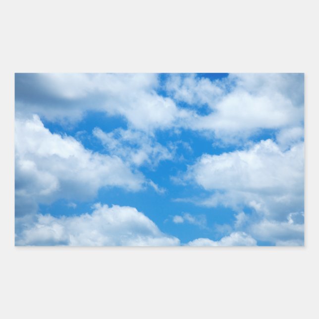 Blue Sky White Clouds Heavenly Skies Background Rectangular Sticker (Front)