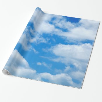 Blue Sky White Clouds Heavenly Skies Background Wrapping Paper by ZZ_Templates at Zazzle